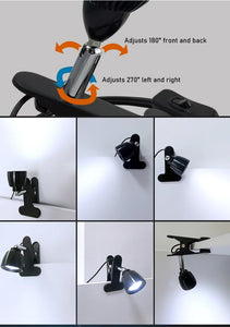 Black Mini LED Spotlight, Dimmable, Clip-on, USB Wiring, for Desk, Bedside, Night Light