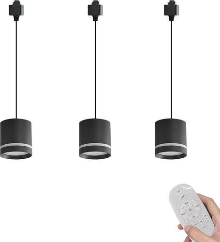 3-Lights Track Pendant Lights with Remote Focused Adjustable LED Dimmable for Dining Room Kitchen