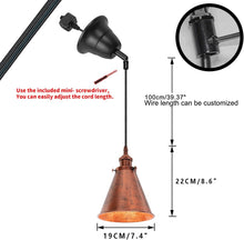 Load image into Gallery viewer, Adjusted Cable Track Lamp Rust Color Metal Cone Shade Vintage Pendant Light for Slope Position Roof