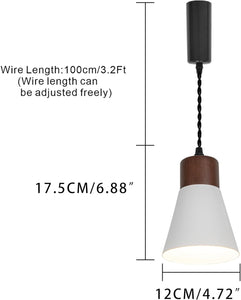 Adjusted Cable Track Lamp Walnut Base Metal White Shade Retro Pendant Lighting For Home