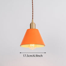 Load image into Gallery viewer, Modern Track Lamp Orange Lampshade Brass Base Adjusted Cord Track Pendant Light for Island Kitchen