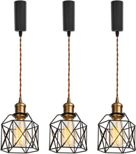 Load image into Gallery viewer, Vintage Design Copper E26 Base Track Pendant Light Adjusted Cord Metal Cage Shade Tracking Lamp