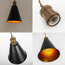 Load image into Gallery viewer, Copper E26 Base Black Metal Inner Gold Cone ShadeTrack Pendant Light Adjusted Cord Vintage Design