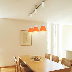 Modern Track Lamp Orange Lampshade White Base Adjusted Cord Track Pendant Light Kitchen Lamp