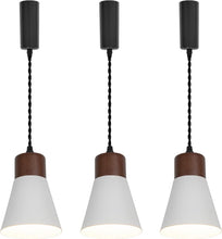 Load image into Gallery viewer, Adjusted Cable Track Lamp Walnut Base Metal White Shade Retro Pendant Lighting For Home