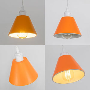 Modern Track Lamp Orange Lampshade White Base Adjusted Cord Track Pendant Light Kitchen Lamp