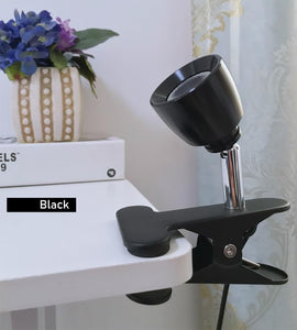 Black Mini LED Spotlight, Dimmable, Clip-on, USB Wiring, for Desk, Bedside, Night Light