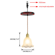 Load image into Gallery viewer, Ceiling Spotlight Remodel Brass Base Glass Flower Shade E26 Connection Hanging Light Conversion Kit