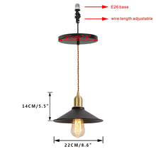 Load image into Gallery viewer, Ceiling Spotlight Remodel E26 Brass Base Black Shade Metal Hanging Light Conversion Kit(DZ22x6)