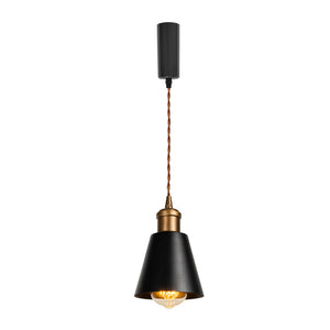 Vintage Design Copper E26 Base Track Pendant Light Adjusted Cord Black Metal Shade For Kitchen