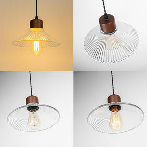 Adjusted Cable Track Lamp Walnut Base Clear Glass Shade Modern Pendant Lighting For Home Store