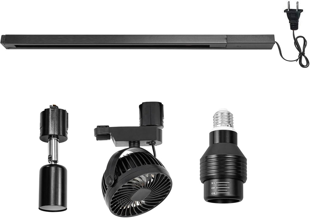 1xTrack Rail, 1xTrack Light With Full Spectrum Bulb, 1xTrack Mini Fans Black Plant Growing Kit