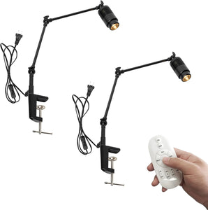 Clip-on Dimmable Spot Lamp 7W Focus Lighting Remote Control 9.8 Feet Plug in Button Cord