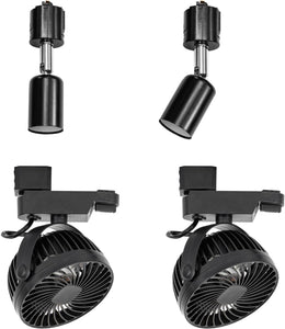 2 Track Lights No Bulb, 2 Track Mini Fans Black Plant Growing Kit For House Plants Air Circulation