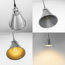 Load image into Gallery viewer, 7.4 Inches Gold Cone Shade Hanging Light E26 Base Adjustable Height Droplight Vintage Pendant Light