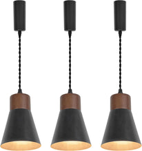 Load image into Gallery viewer, Track Mount Lamp Walnut Base Metal Black Shade Retro Pendant Lighting for Kitchen