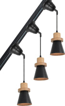 Load image into Gallery viewer, Slope Position Roof Track Light Wood Base Black Metal Shade Adjusted Cord Vintage Pendant Lighting