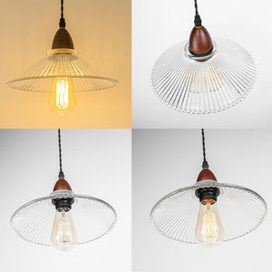 Adjusted Cable Track Lamp Fixture Walnut Base Clear Glass Shade Vintage Pendant Lighting For Kitchen