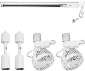 1 Track Rail, 2 Track Lights No Bulb, 2 Track Mini Fans Easy Installation White Plant Growing Kit