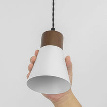 Load image into Gallery viewer, Adjusted Cable Track Lamp Walnut Base Metal White Shade Retro Pendant Lighting For Home