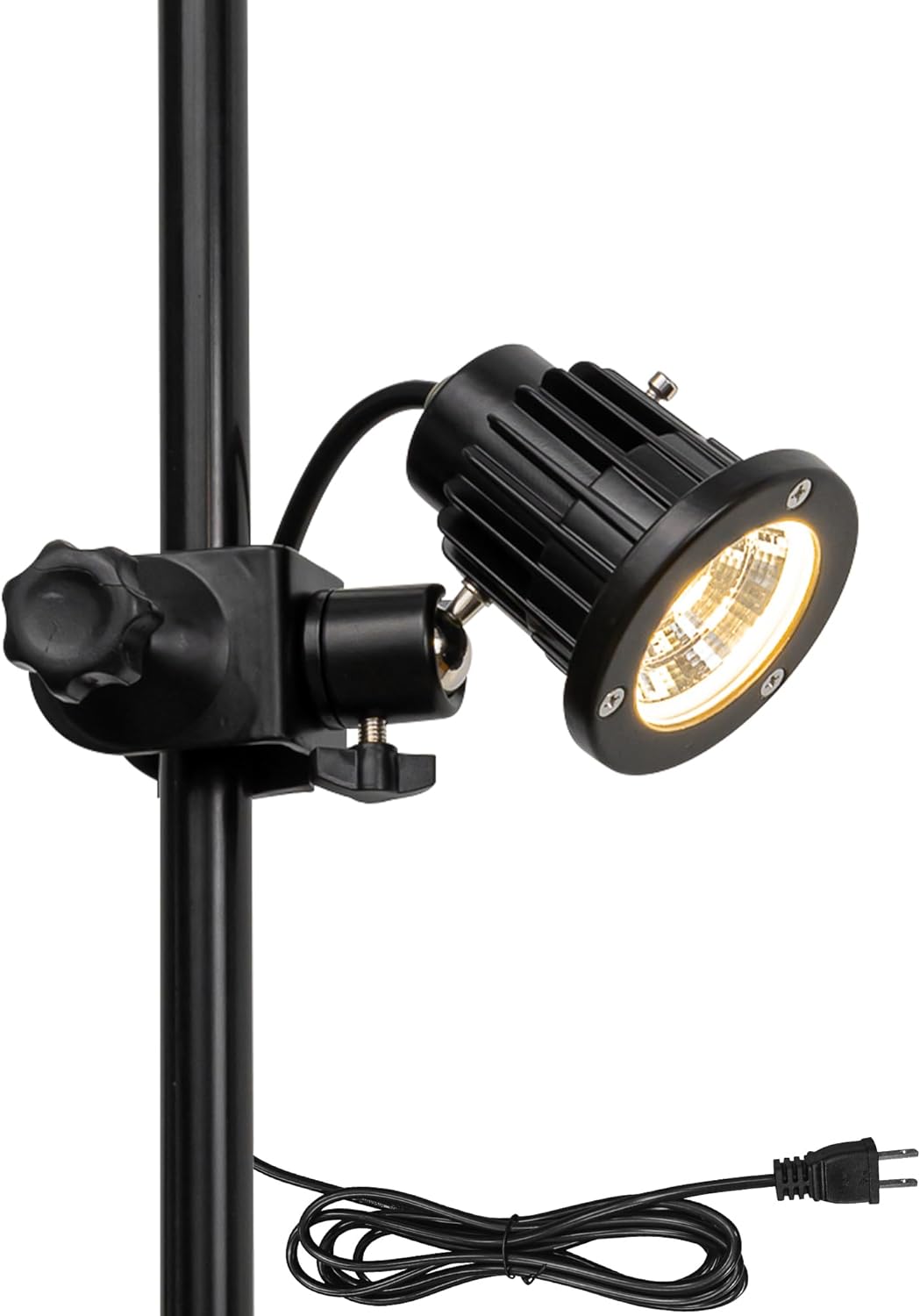 Vertical Round Pipe Clip-On Spotlight 7W Dimmable Adjustable Rotated Angle Black Retro Design