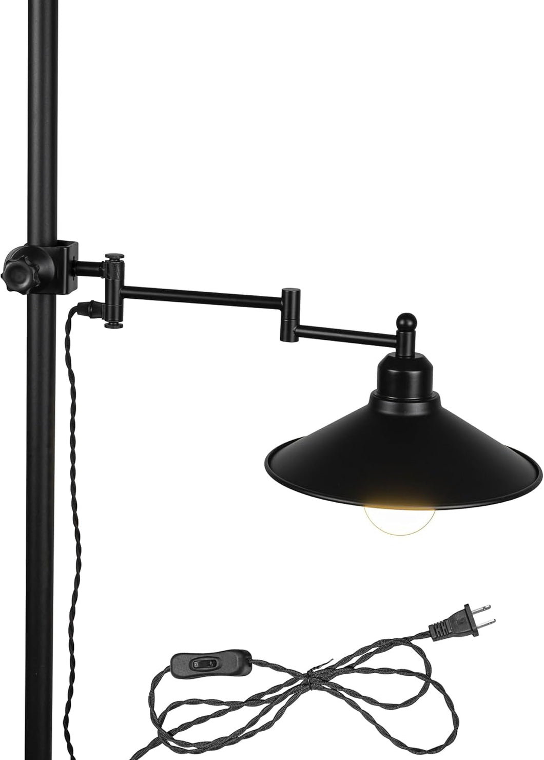 Mounted On Support Rod Indirect Lighting Plug in Cord Angle-Adjustable Stand Light for Reading