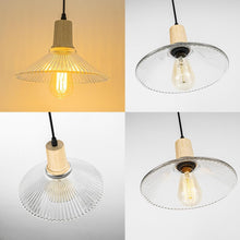 Load image into Gallery viewer, Wooden Base Clear Glass Shade Adjusted Cord Track Mount Modern Pendant Light for Kitchen