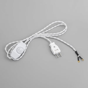 5.9 Ft White Twist Cord Plug Outlet DIY Power Wire Dimmable Switch Retro Lighting Accessory Part