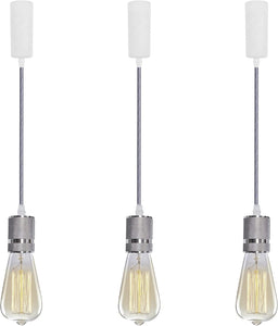 3-Lights Lift Track Lighting Pendants with Industrial Aluminum Socket for Kitchen Dinning Table