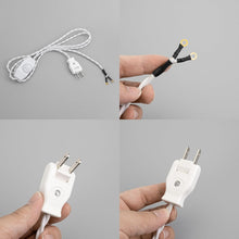 Load image into Gallery viewer, 5.9 Ft White Twist Cord Plug Outlet DIY Power Wire Dimmable Switch Retro Lighting Accessory Part