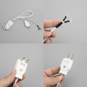 5.9 Ft White Twist Cord Plug Outlet DIY Power Wire Dimmable Switch Retro Lighting Accessory Part