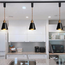 Load image into Gallery viewer, Vintage Design Copper E26 Base Track Pendant Light Adjusted Cord Black Metal Shade For Kitchen