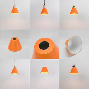 Modern Track Lamp Orange Lampshade Black Base with Switch Adjusted Cord Track Pendant Light