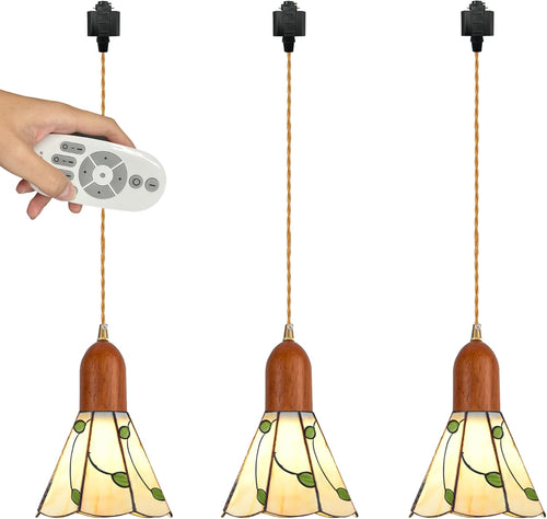 Dimmable 3-Lights Track Pendant Light Industrial Shade with Remote Control Freehand for Kitchen