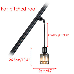 Sloped Position Track Light Fixture E26 Base Crystals Lampshade Modern Design Hanging Lamp Inclined Roof