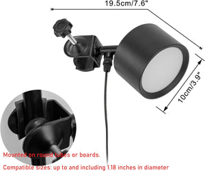 Vertical Clip-On Spotlight, 9W, Dimmable, Adjustable Angle,  Clip to Balusters, Vertical Round Pipe