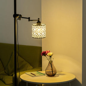 Mounted On Support Rod Indirect Light Plug in Cord Angle-Adjusted Flowers Pattern Shade Stand Light