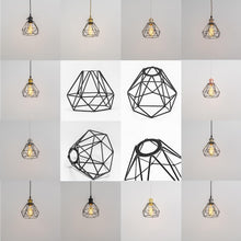 Load image into Gallery viewer, Gold Switch Base with Metal Diamond Shape Hollow Shade Adjusted Cord Vintage Track Pendant Light