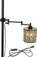 Load image into Gallery viewer, Mounted On Support Rod Indirect Light Plug in Cord Angle-Adjusted Flowers Pattern Shade Stand Light