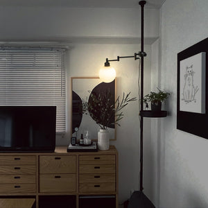 Mounted On Support Rod Indirect Lighting Plug in Cord Angle-Adjusted Glass Circle Shade Stand Light