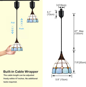 Track Lighting Fixture With Built-in Cable Wrapper and Glass Shade, Adjusted Length  Baroque Style