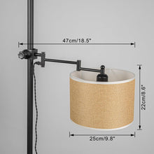 Load image into Gallery viewer, Mounted On Support Rod Indirect Lighting Plug in Cord Angle-Adjusted Burlap Shade Stand Light