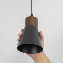 Load image into Gallery viewer, Track Mount Lamp Walnut Base Metal Black Shade Retro Pendant Lighting for Kitchen