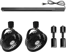 Load image into Gallery viewer, Black Track Mount Mini Fan x2, Light x2, Track Rail With Timer Cord x1, Adjustable Angle For Plant