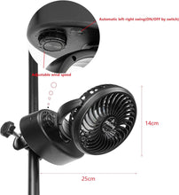 Load image into Gallery viewer, 5.9 Feet Plug In Button Cord Clip-on Mini Fan Adjusted Wind Speed Automatic Left/Right Rotation