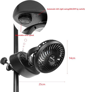 5.9 Feet Plug In Button Cord Clip-on Mini Fan Adjusted Wind Speed Automatic Left/Right Rotation