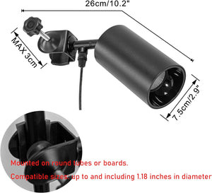 Vertical Clip-On Spotlight, 7W, Dimmable, Adjusted Angle, Attaches to Balusters, Vertical Round Pipe