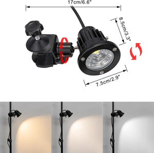 Vertical Round Pipe Clip-On Spotlight 7W Dimmable Adjustable Rotated Angle Black Retro Design