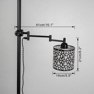 Mounted On Support Rod Indirect Light Plug in Cord Angle-Adjusted Flowers Pattern Shade Stand Light