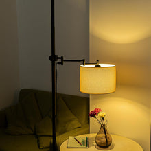 Load image into Gallery viewer, Mounted On Support Rod Indirect Lighting Plug in Cord Angle-Adjusted Burlap Shade Stand Light